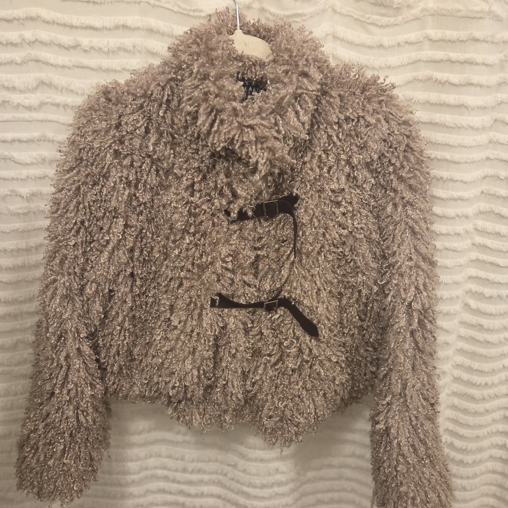 Plastic Island Shag‎ Faux Fur Cropped  Jacket Anthropologie Womens Sz MED NWT